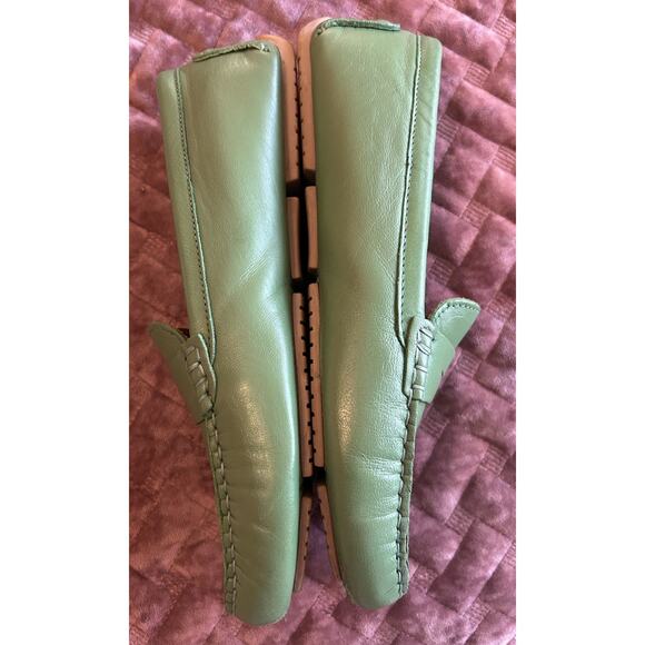 Flag Ltd Morgan Green Leather Square Toe Penny Loafer Driving Moc Women Size 8.5 - Picture 6 of 10
